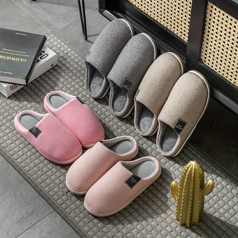 Pantofole Calde da Uomo con Motivo a Spina di Pesce – Comfort e Grip per Casa in Autunno e Inverno