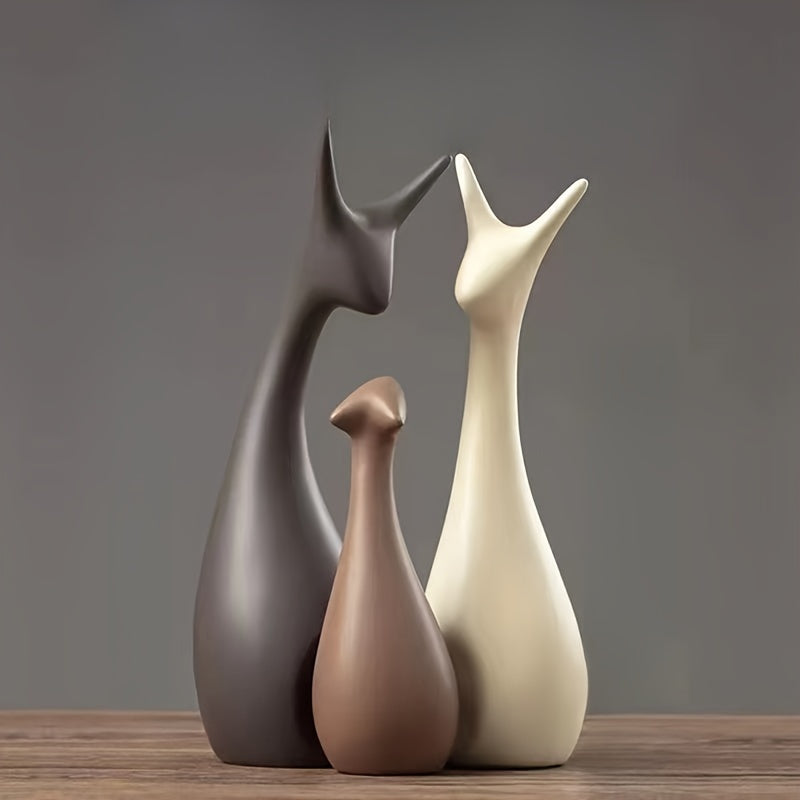 Set di Statue di Cervo in Ceramica – Decorazione di Lusso per Soggiorno e Ufficio