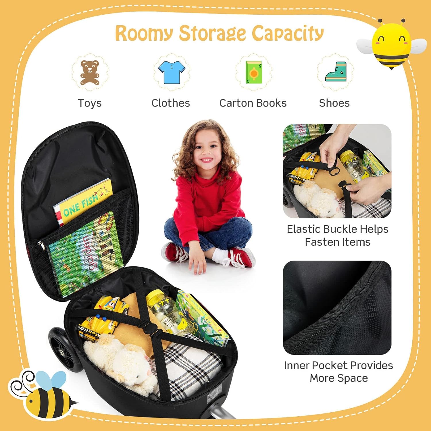 Valigia Scooter per Bambini 2-in-1 con Ruote LED