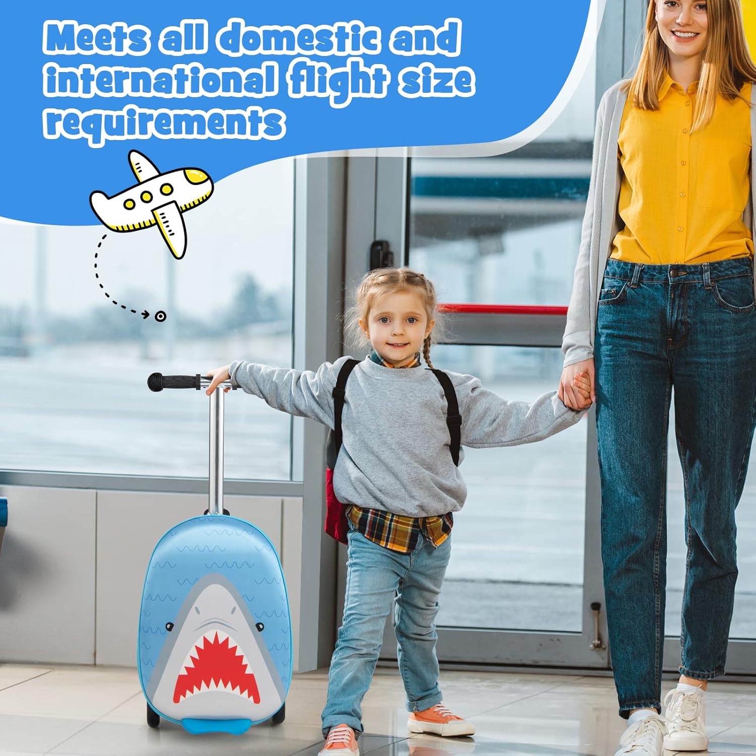 Valigia Scooter per Bambini 2-in-1 con Ruote LED