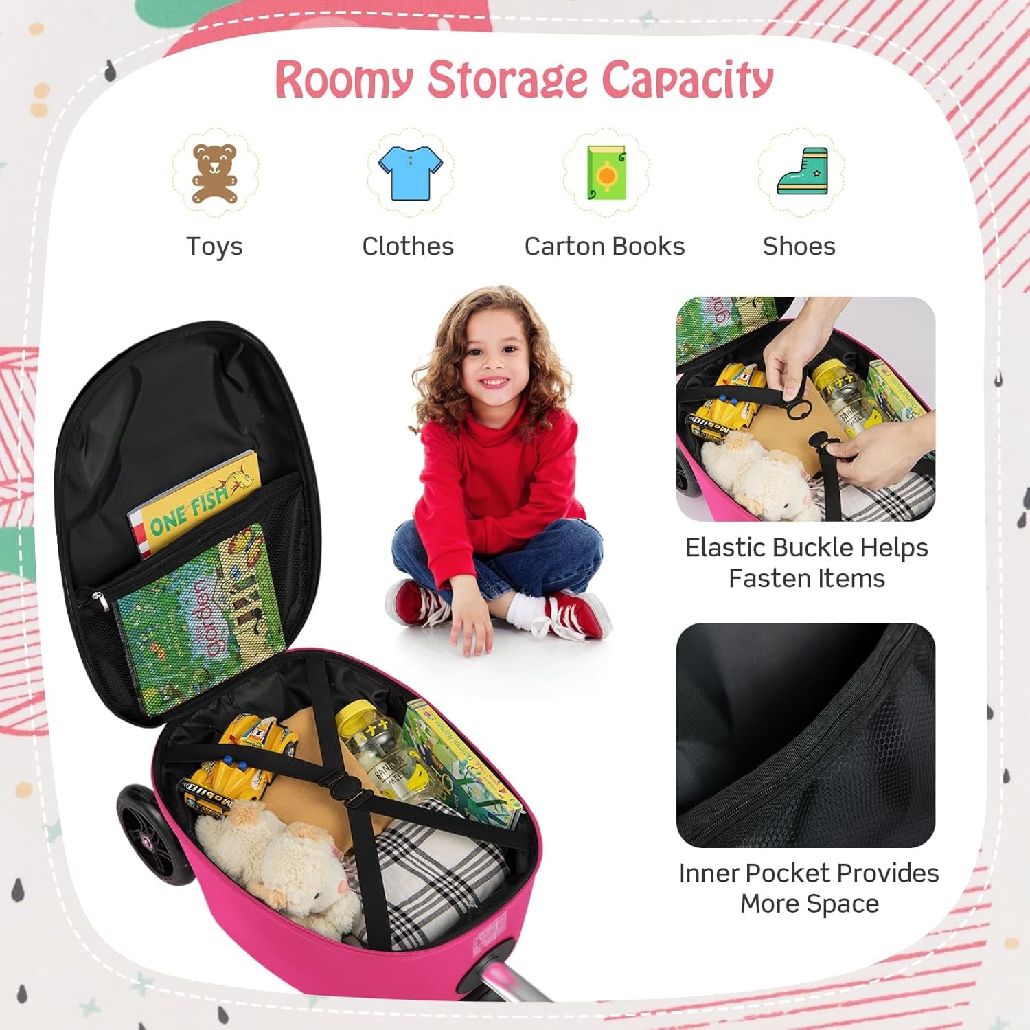 Valigia Scooter per Bambini 2-in-1 con Ruote LED