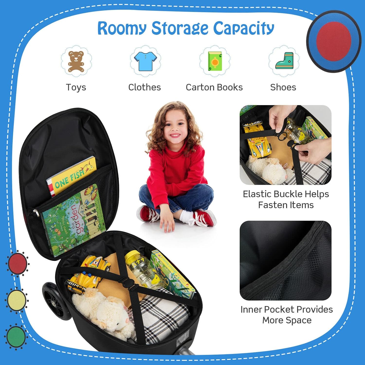 Valigia Scooter per Bambini 2-in-1 con Ruote LED