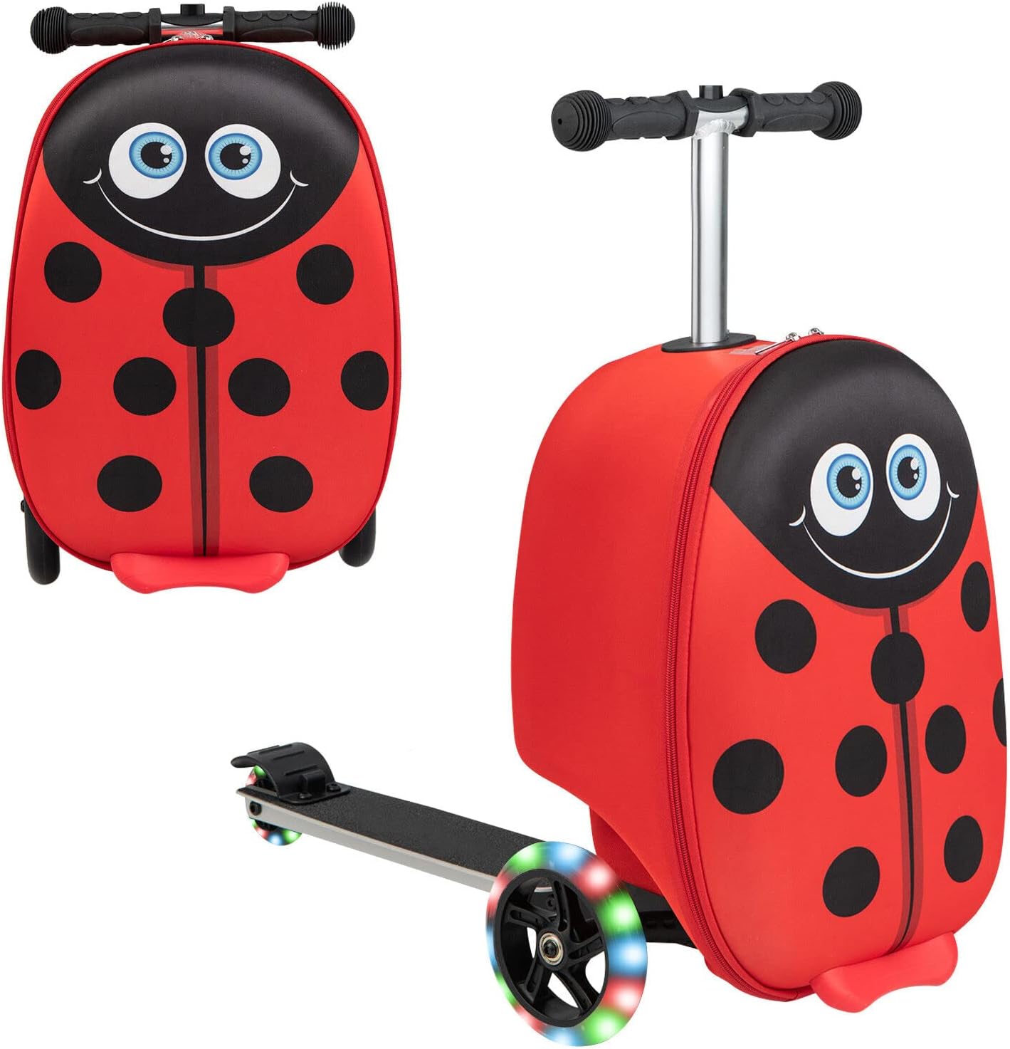 Valigia Scooter per Bambini 2-in-1 con Ruote LED