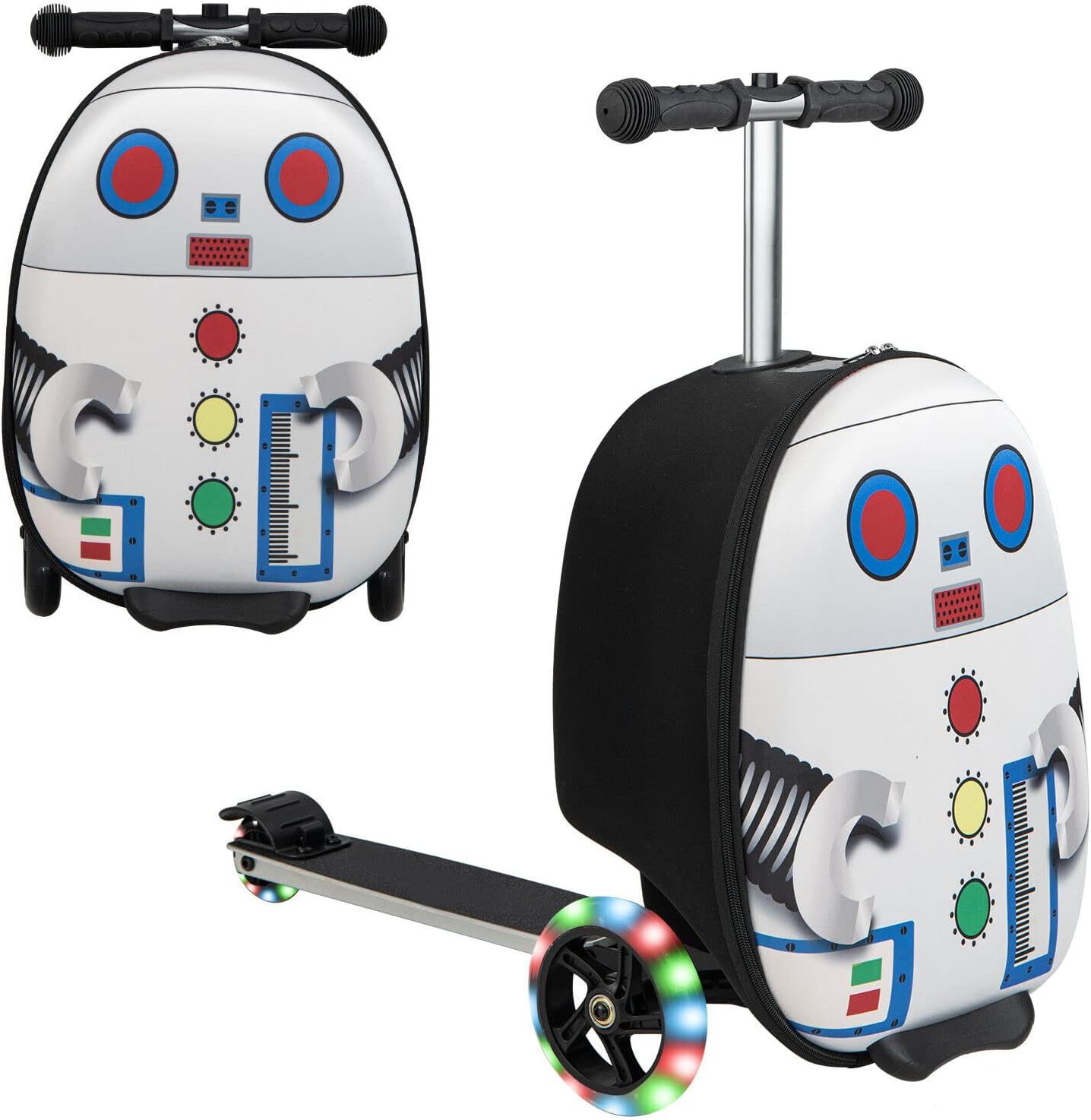 Valigia Scooter per Bambini 2-in-1 con Ruote LED