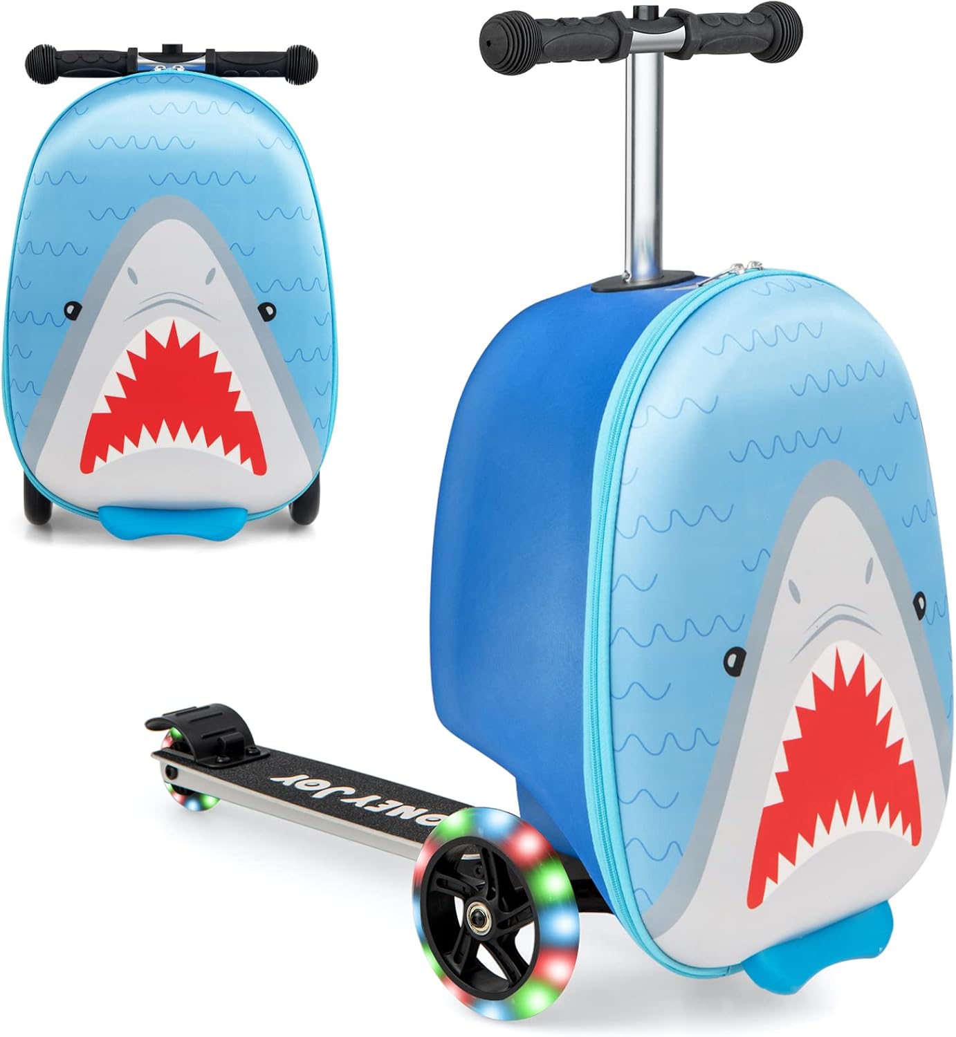 Valigia Scooter per Bambini 2-in-1 con Ruote LED