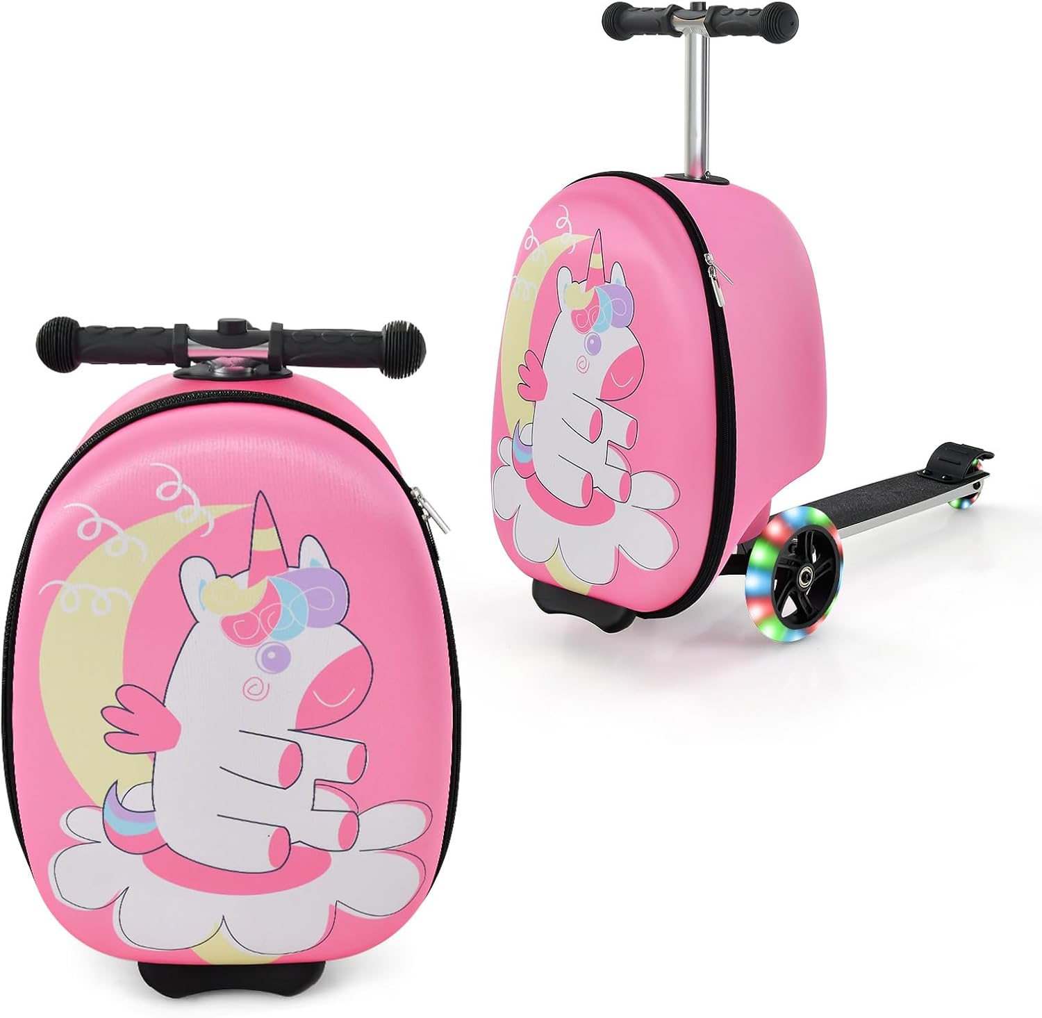 Valigia Scooter per Bambini 2-in-1 con Ruote LED
