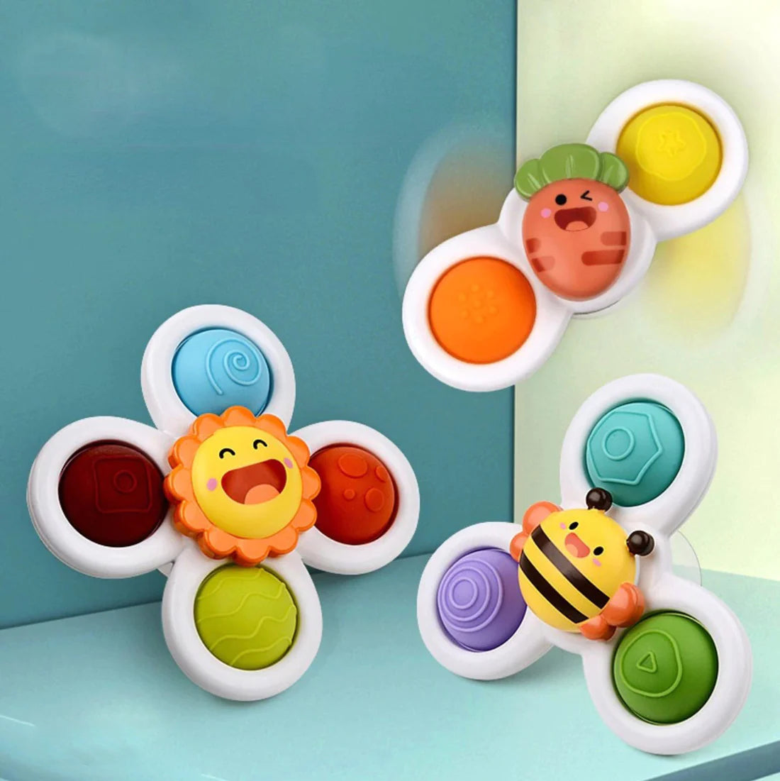Giocattolo Spinner Montessori PurePlay | Giocattolo sensoriale con ventosa per bambini – ottimo per tavoli, finestre e seggioloni