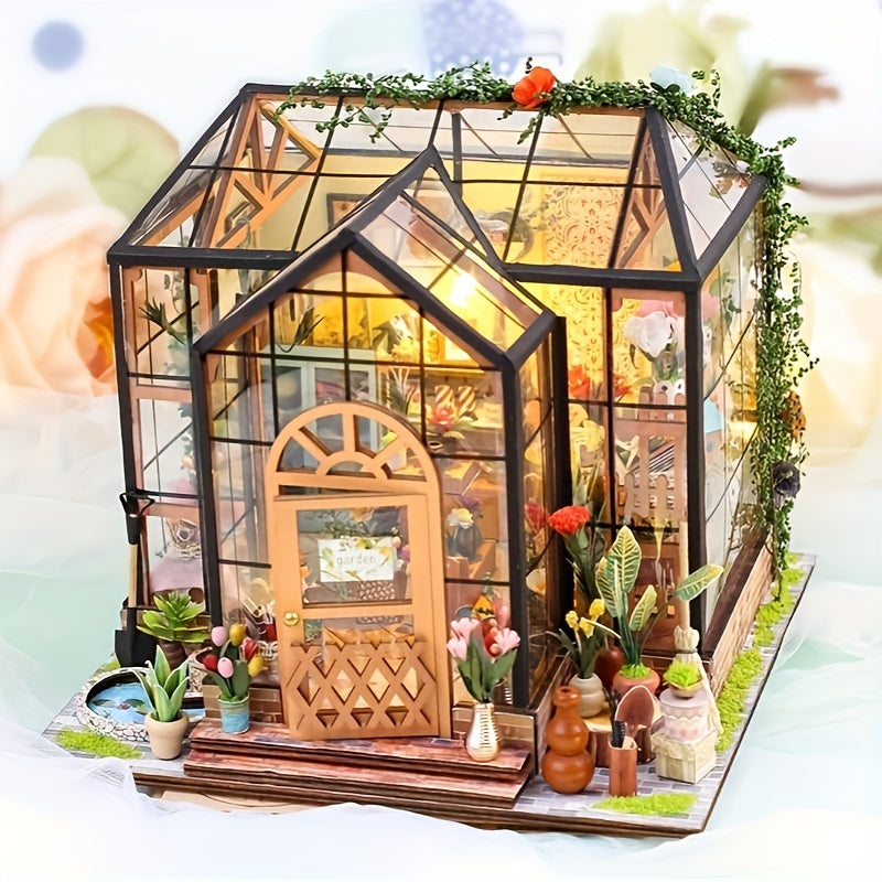 Miniatura Greenhouse Book Nook – Modello 3D Fai-da-te con Illuminazione LED