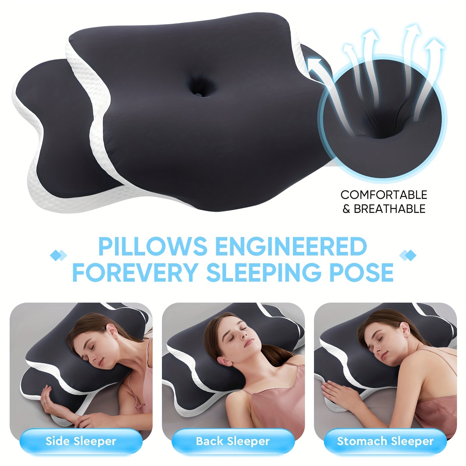 Cuscino Ergonomico in Memory Foam per il Collo – Per Comfort e Supporto Ottimali Durante la Notte
