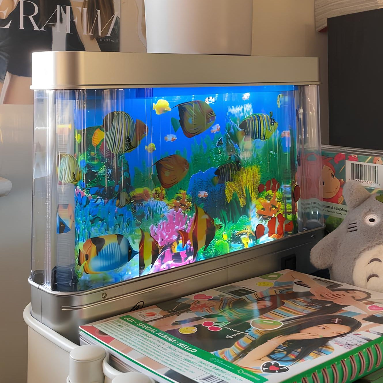 Lampada per acquario LED AquaHaven | Luce per acquario anti-stress con display di pesci tropicali