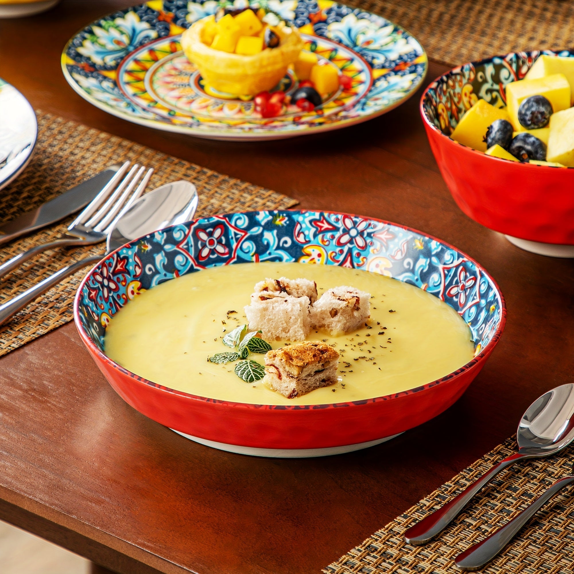 Set da Pranzo da 24 Pezzi – Ceramica in Stile Bohemien