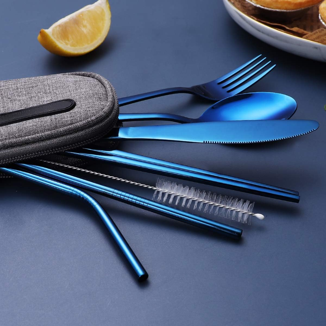 Set di Posate Portatili in Acciaio Inossidabile - Essenziale per Viaggiare!