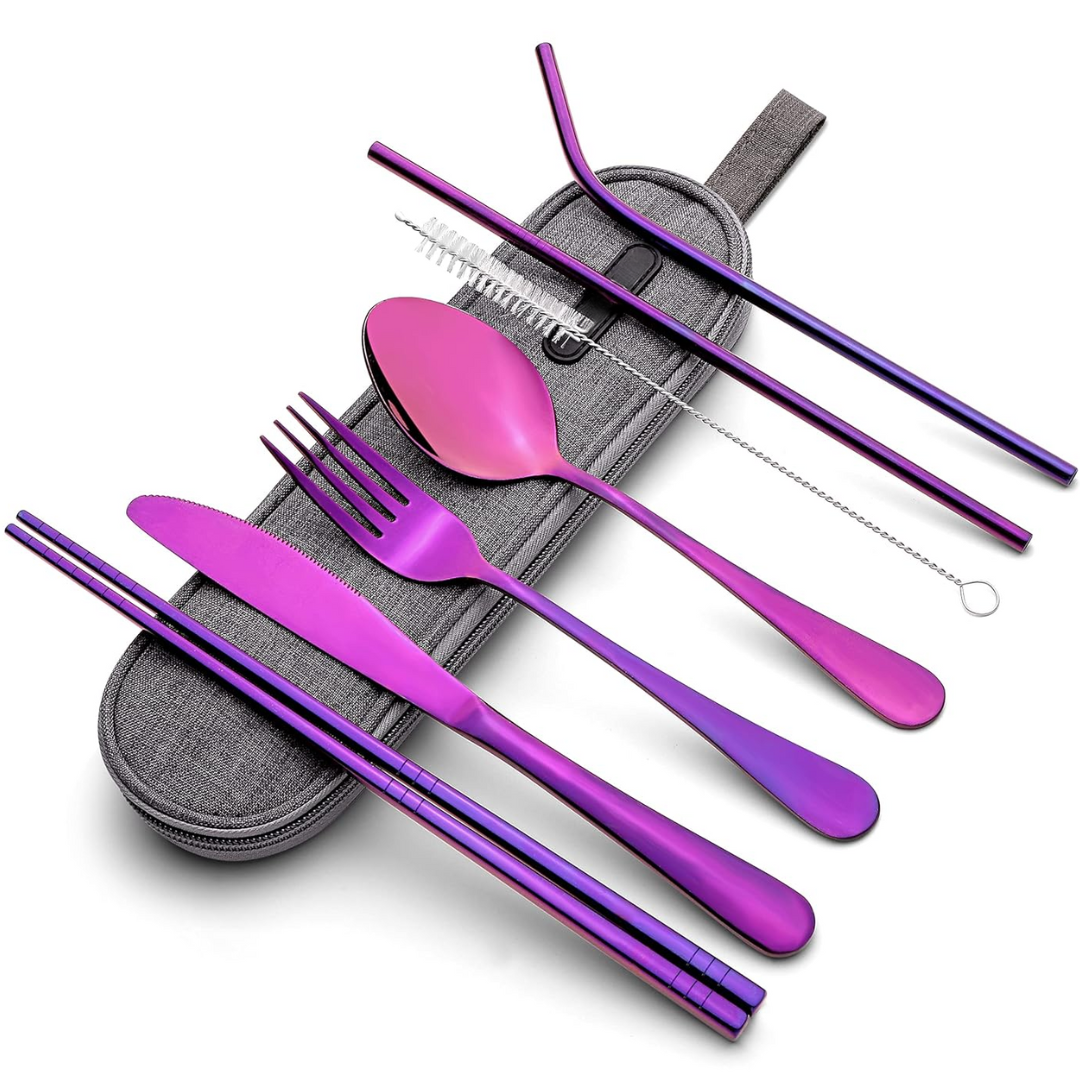 Set di Posate Portatili in Acciaio Inossidabile - Essenziale per Viaggiare!