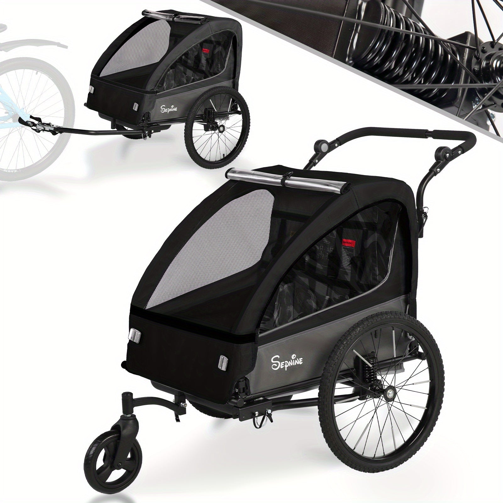 Caravan per Bicicletta FlexiRide 2-in-1 – Confortevole e Pieghevole per Due Persone