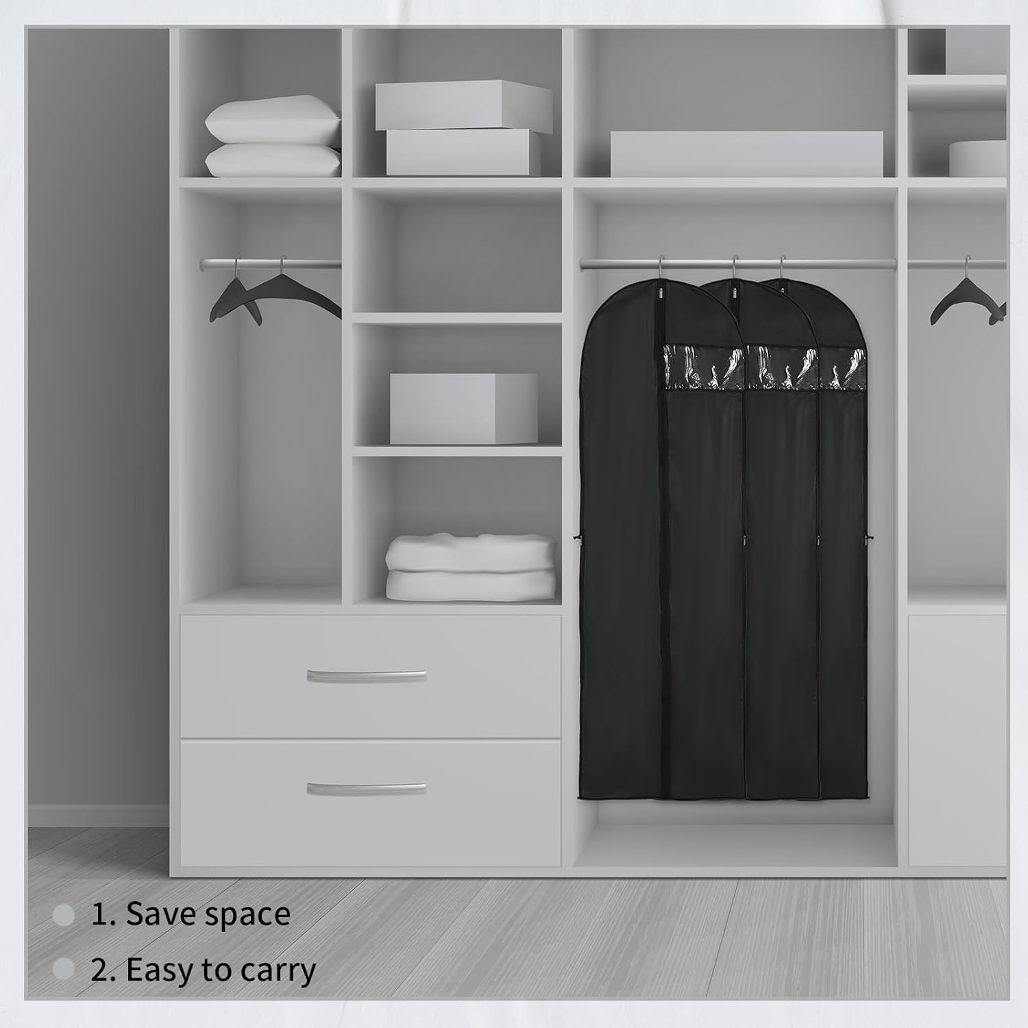 Copertura per Abito Lungo – Sacchetto per Abiti da 180 cm con Zip e Finestra di Visione (Compra 1, Ricevi 1 GRATIS)