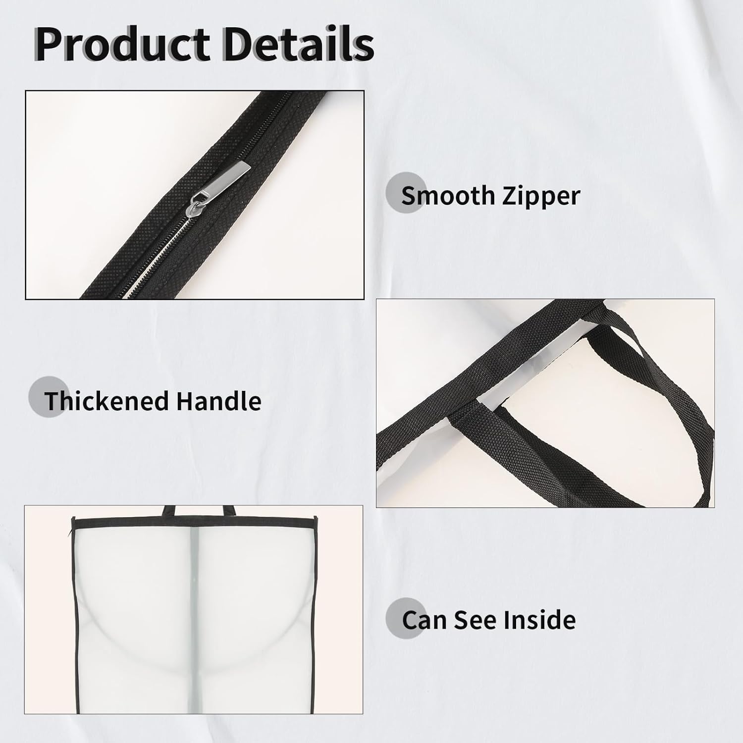 Copertura per Abito Lungo – Sacchetto per Abiti da 180 cm con Zip e Finestra di Visione (Compra 1, Ricevi 1 GRATIS)