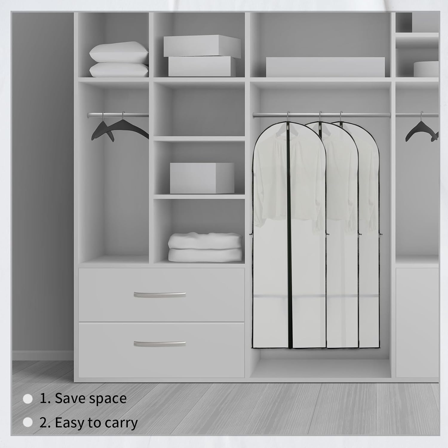 Copertura per Abito Lungo – Sacchetto per Abiti da 180 cm con Zip e Finestra di Visione (Compra 1, Ricevi 1 GRATIS)