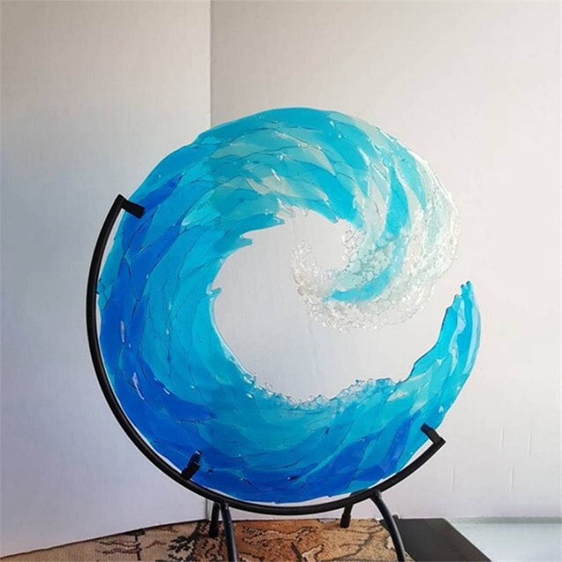 Scultura in Vetro di un'Onda Oceanica – AquaWave