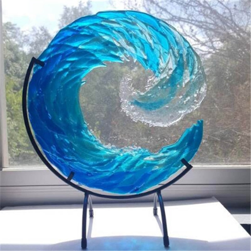 Scultura in Vetro di un'Onda Oceanica – AquaWave