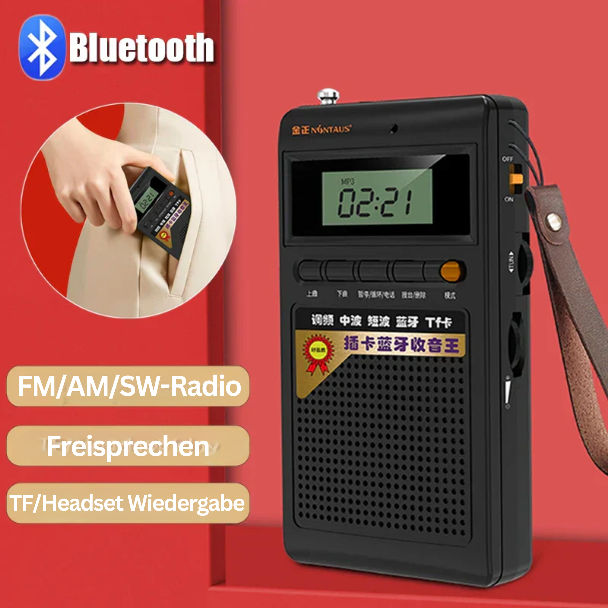 Radio Bluetooth Portatile e Lettore MP3 - SoundPocket Mini