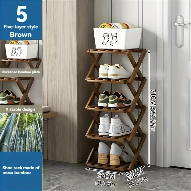 Scarpiera Funzionale in Bambù – Compatta e Flessibile per Spazi Ridotti