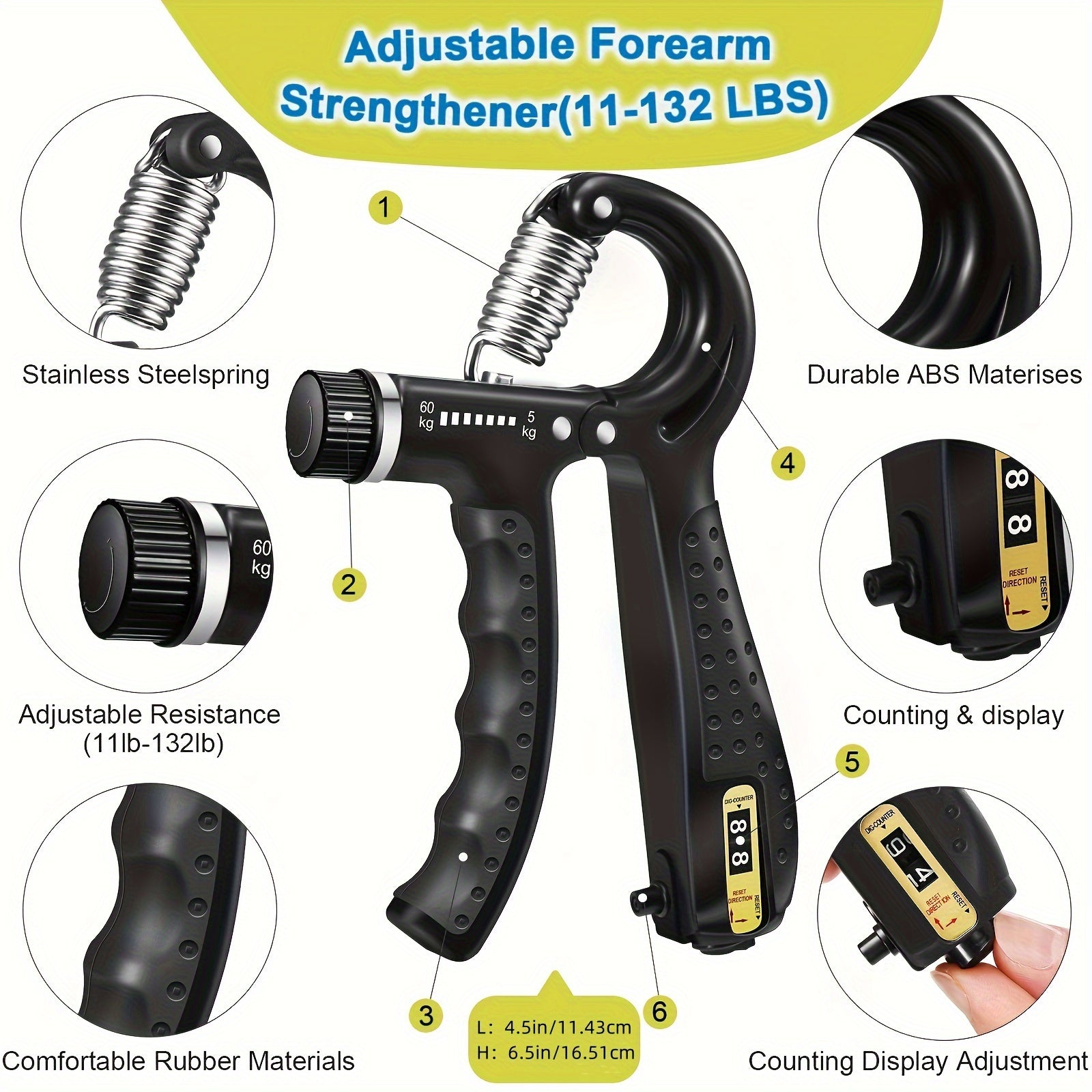 Set di Allenamento per le Mani PowerGrip – 5-in-1 per Mani e Avambracci Forti