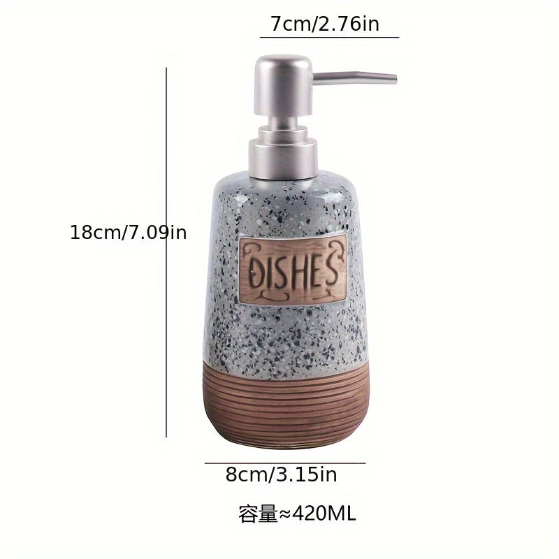 Dispenser di Sapone in Ceramica Vintage – 420ml per Cucina o Bagno