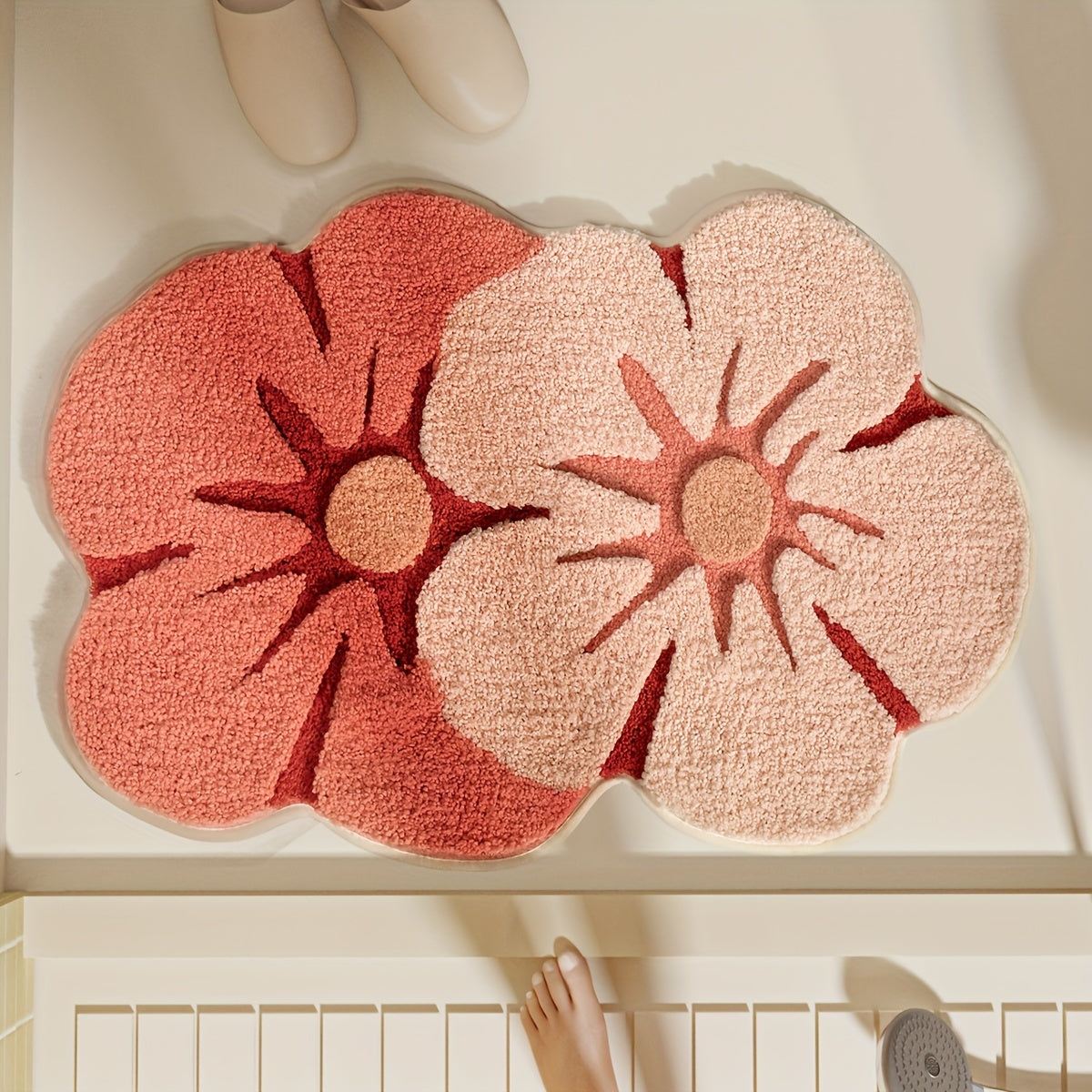 Tappeto da Bagno Fluffy Floral – Assorbente e Morbido per Maggiore Comfort