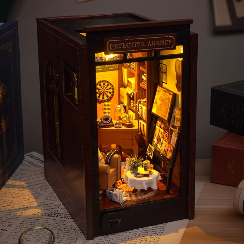 Casa in Miniatura Ufficio del Detective DIY – Set di Puzzle 3D con Illuminazione per Hobby Creativi