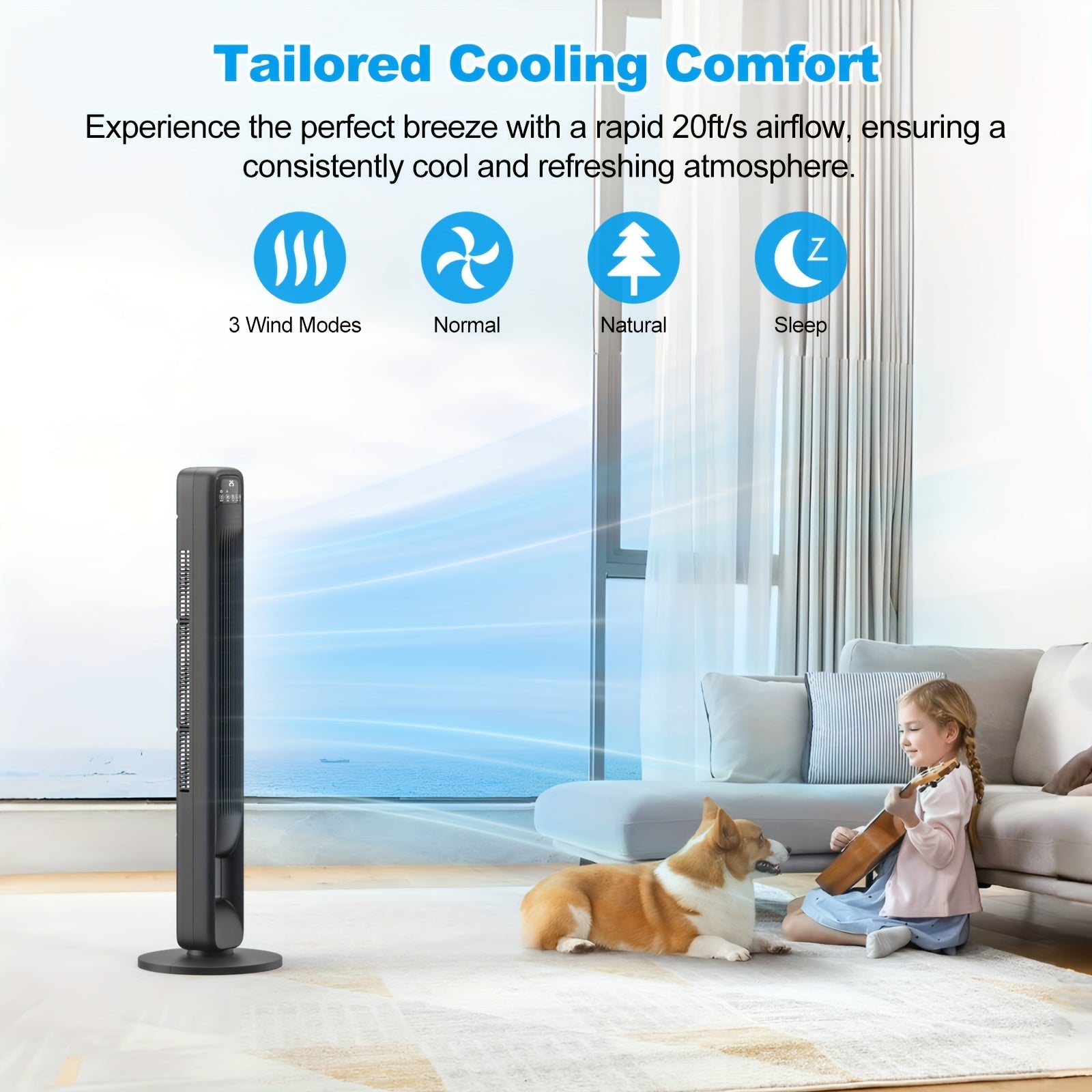 Ventilatore a Torre Senza Pale – Silenzioso e Regolabile