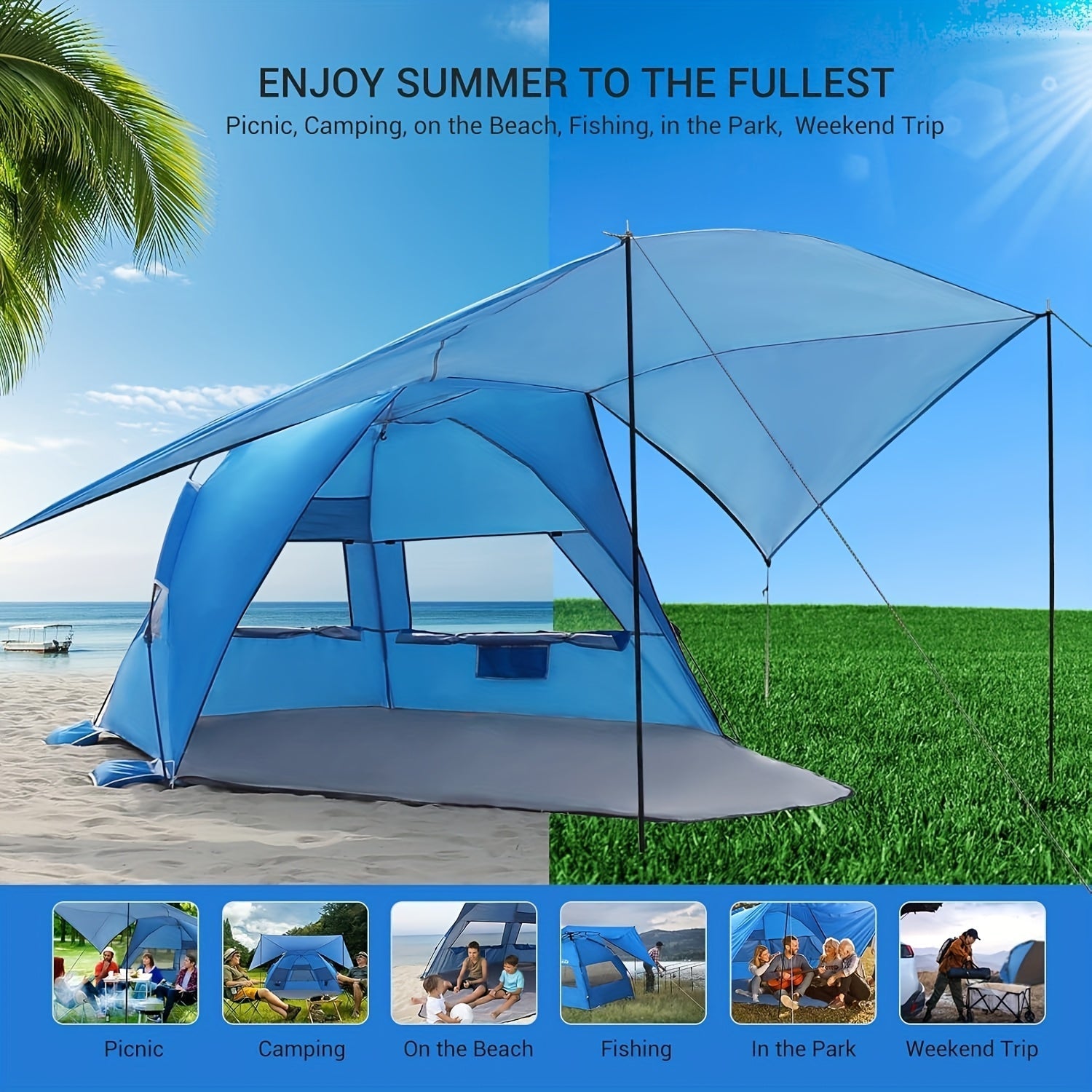 Tenda da Spiaggia BreezeShield – Leggera e Spaziosa per 4-6 Persone