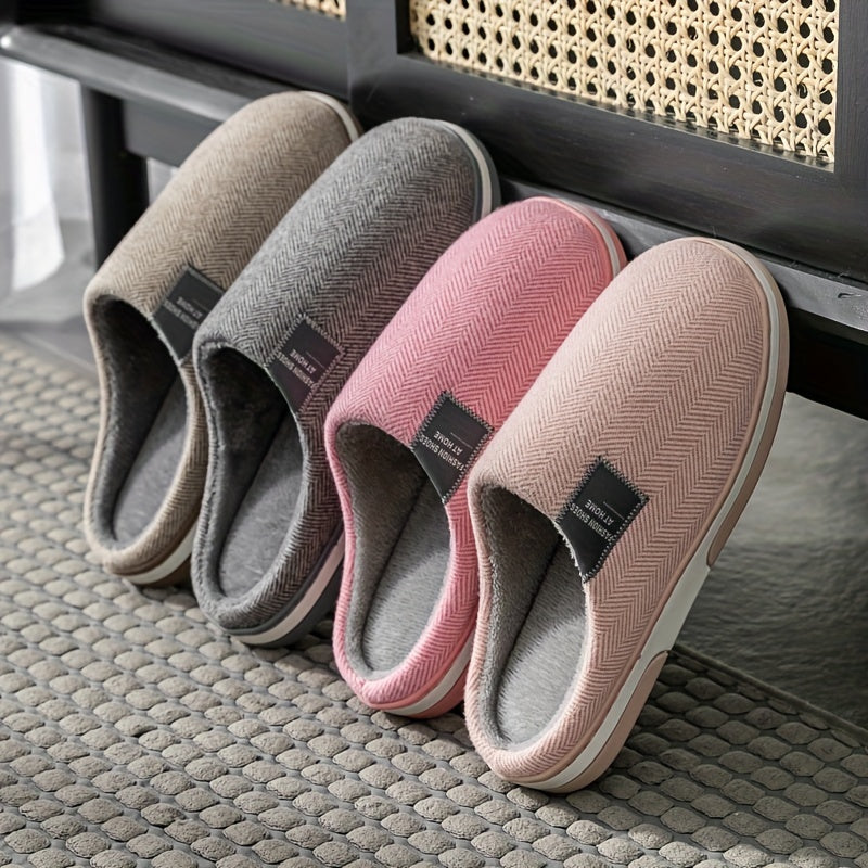 Pantofole Calde da Uomo con Motivo a Spina di Pesce – Comfort e Grip per Casa in Autunno e Inverno