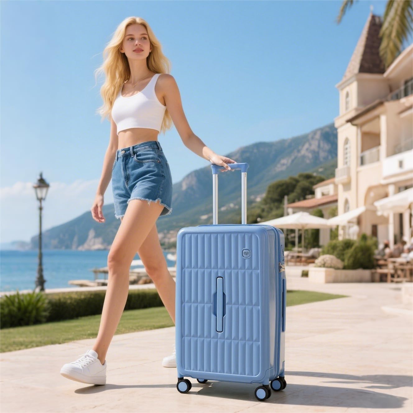 Valigia Rigida Grande 26" con 8 Ruote Girevoli – Giallo Formaggio