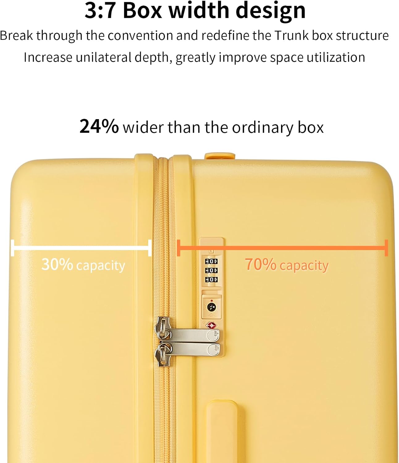 Valigia Rigida Grande 26" con 8 Ruote Girevoli – Giallo Formaggio