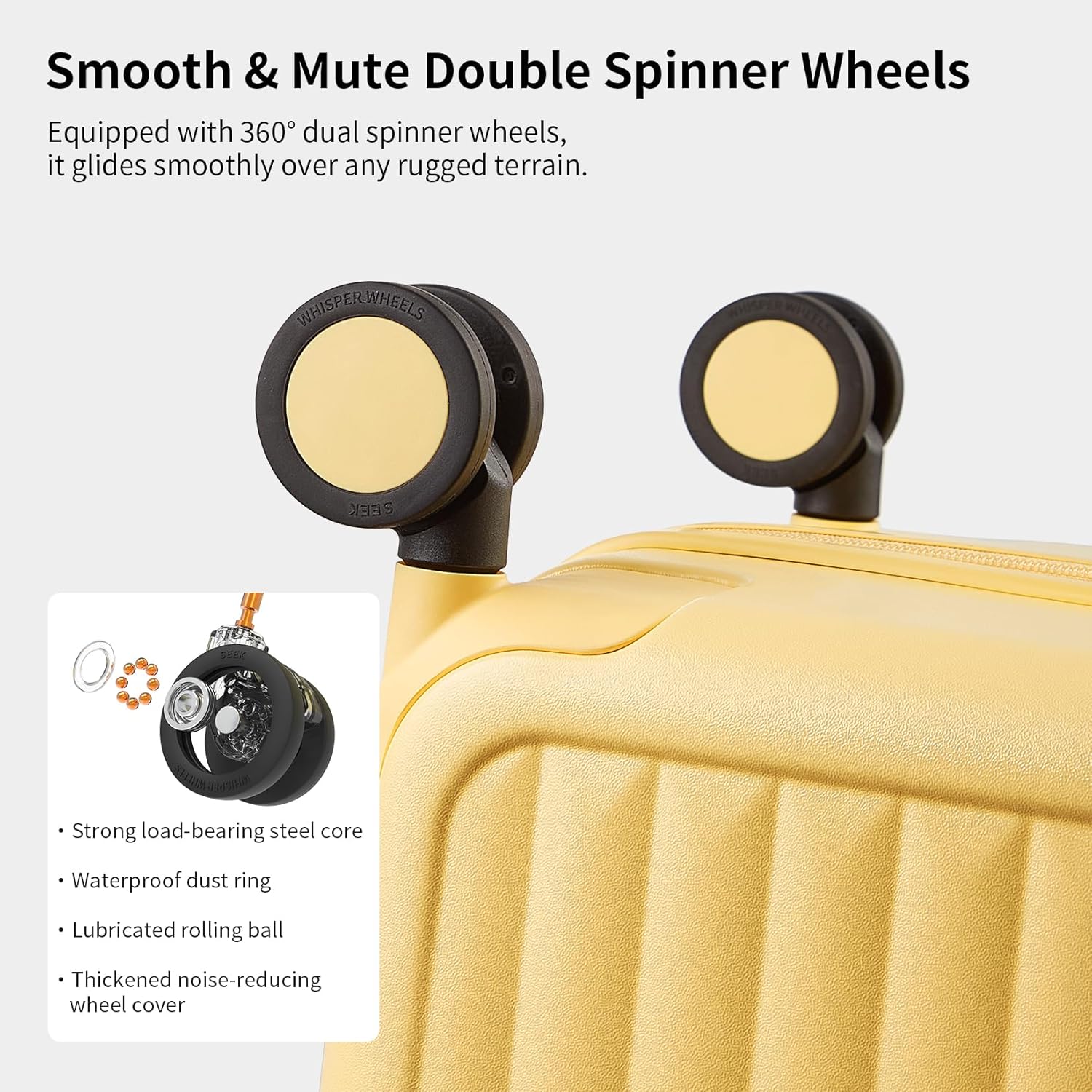 Valigia Rigida Grande 26" con 8 Ruote Girevoli – Giallo Formaggio