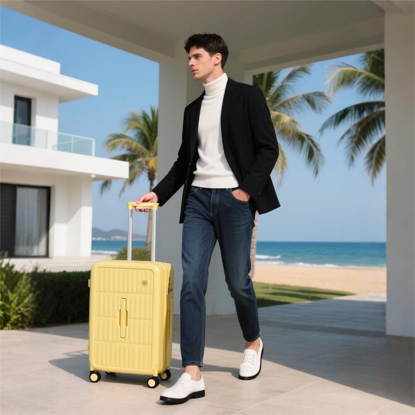 Valigia Rigida Grande 26" con 8 Ruote Girevoli – Giallo Formaggio