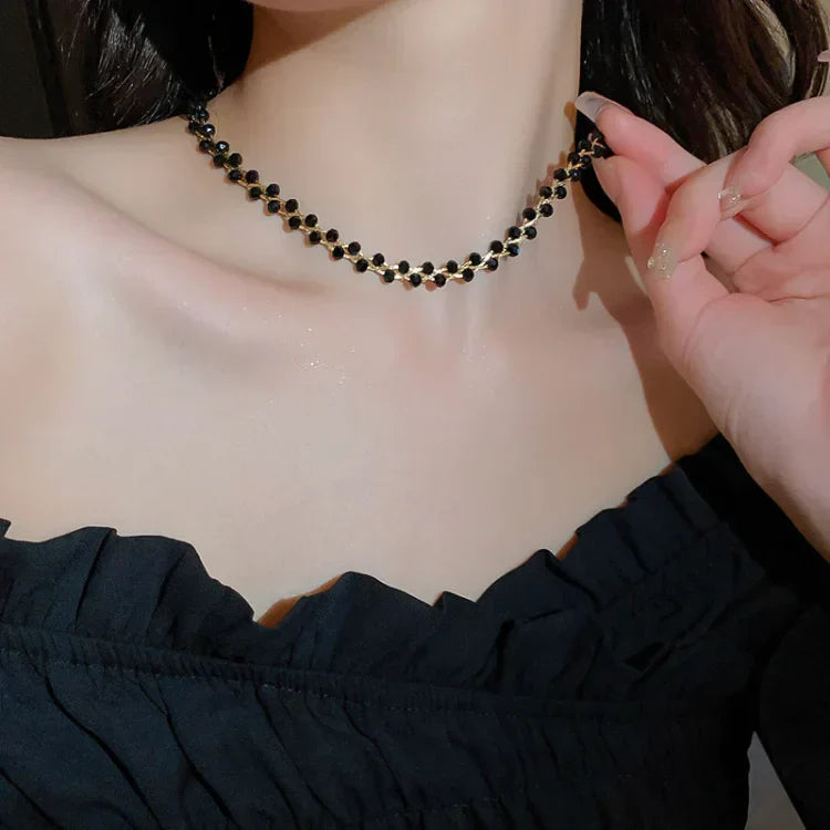 Collana Doppia in Cristallo e Perle – Amira