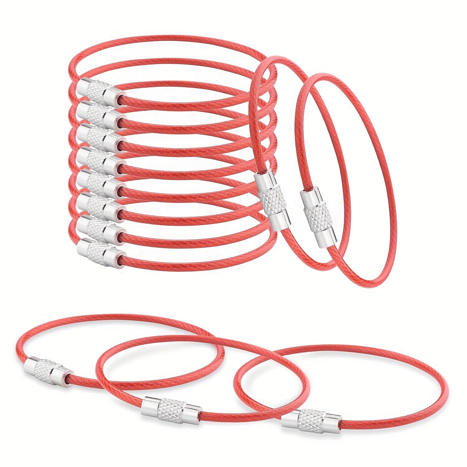 Set di Portachiavi in Cavo d'Acciaio – Portachiavi Resistenti per Viaggi e Attività all'Aperto