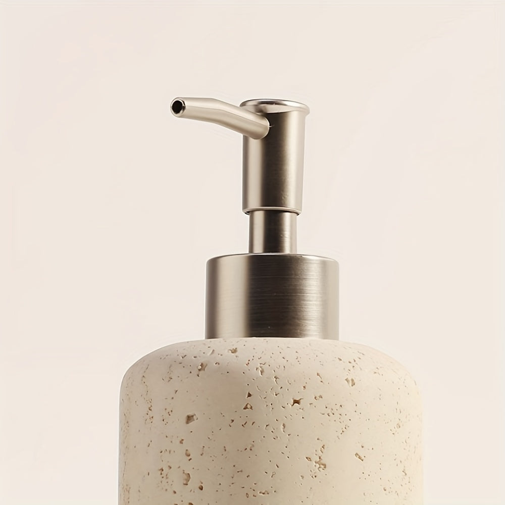 Dispenser per Sapone in Marmo – Dispenser di Lusso in Resina con Pompa in Acciaio Inossidabile per Bagno o Cucina