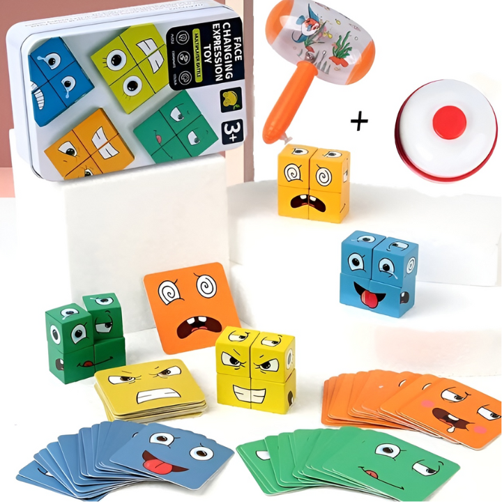 Set di Blocchi Montessori ExpressionBlox | Puzzle delle Emozioni e Gioco da Tavolo per Bambini