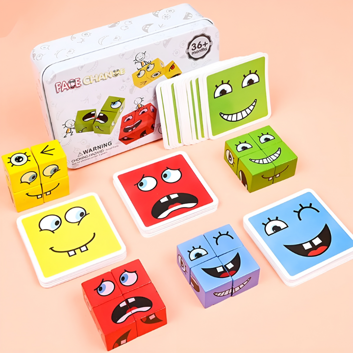Set di Blocchi Montessori ExpressionBlox | Puzzle delle Emozioni e Gioco da Tavolo per Bambini
