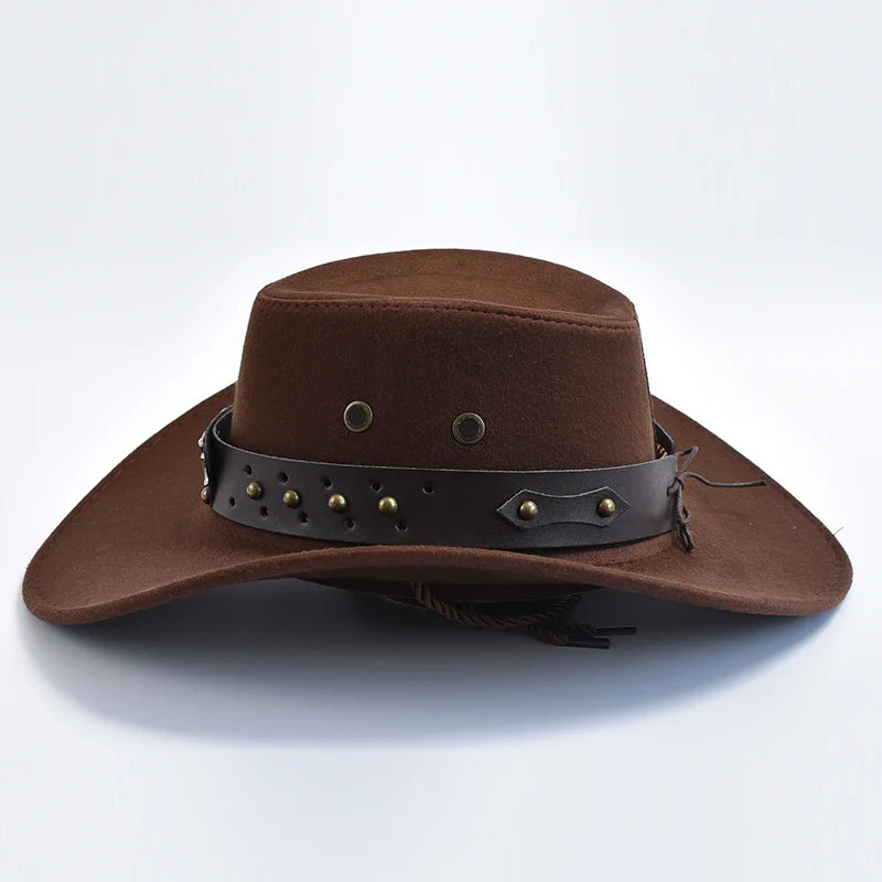 Cappello da Cowboy | Modello Classico | Pelle Vegana & Fascia Intrecciata