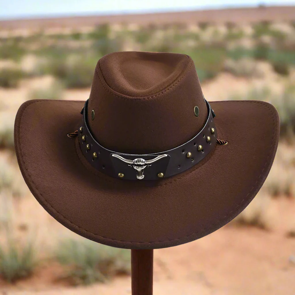 Cappello da Cowboy | Modello Classico | Pelle Vegana & Fascia Intrecciata