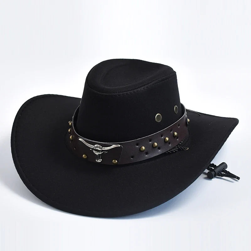 Cappello da Cowboy | Modello Classico | Pelle Vegana & Fascia Intrecciata
