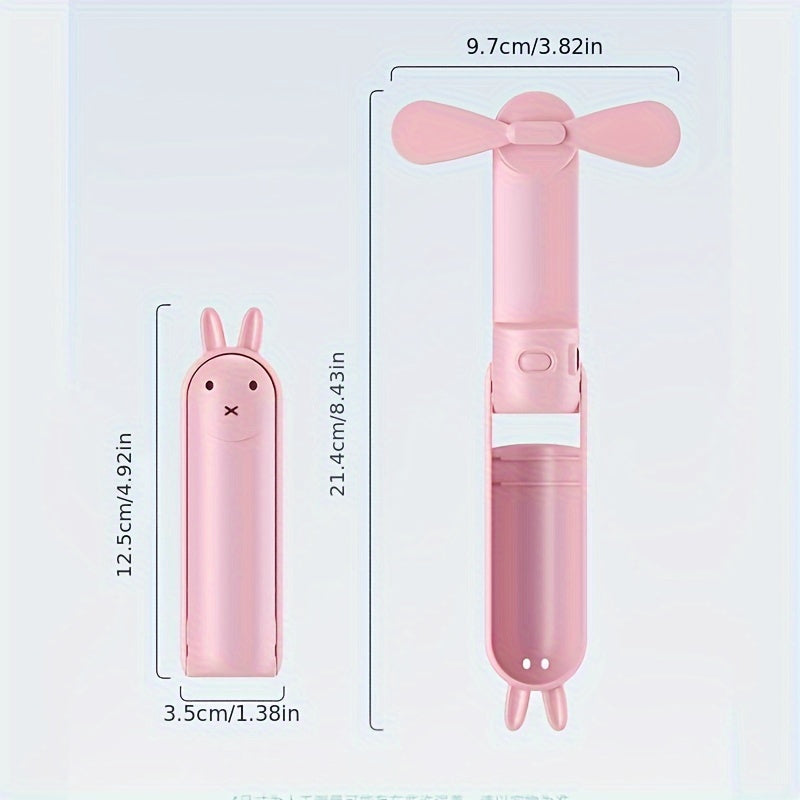 Mini Ventilatore Portatile – Ventilatore Ricaricabile USB 2-in-1 con Design Carino a Forma di Coniglio per Viaggi e Estate