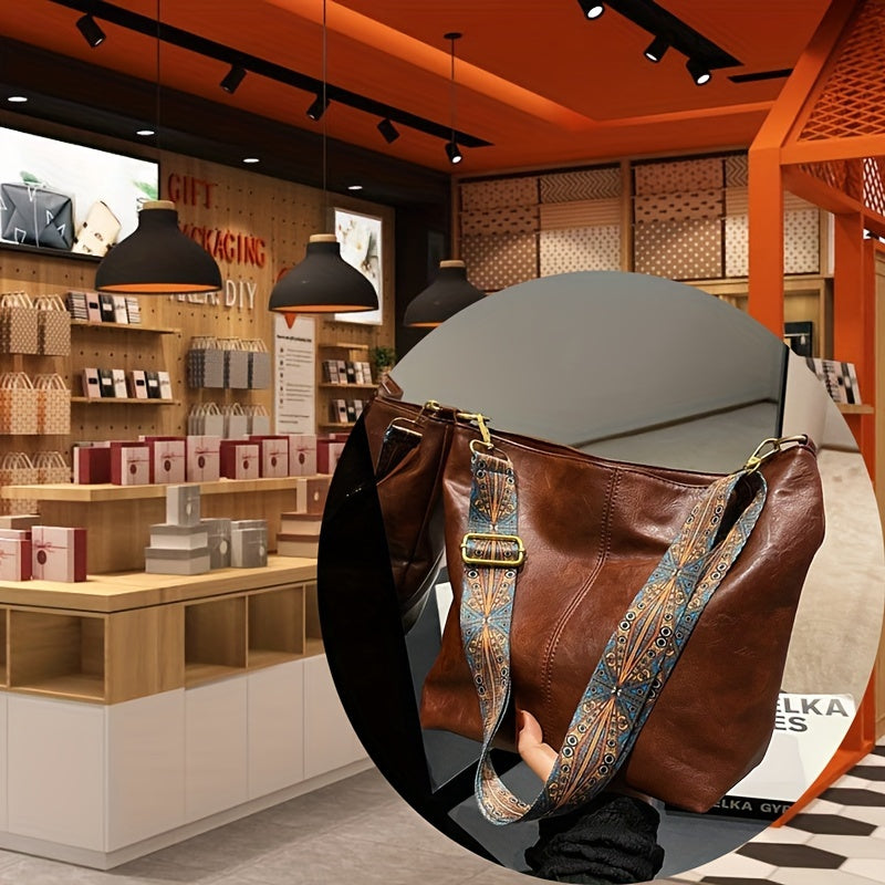 Borsa Geometrica Ampia – Borsa a Spalla di Grande Capacità con Stile Retrò