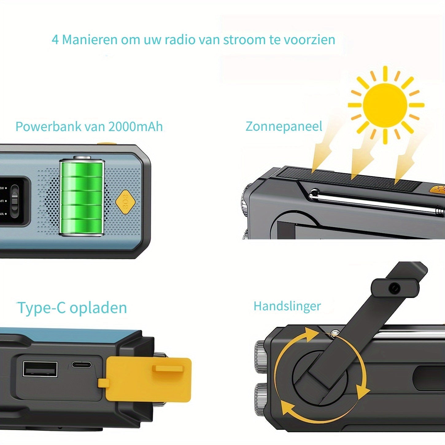 Radio Portatile AM/FM Daykit – Con Pannello Solare e Torcia