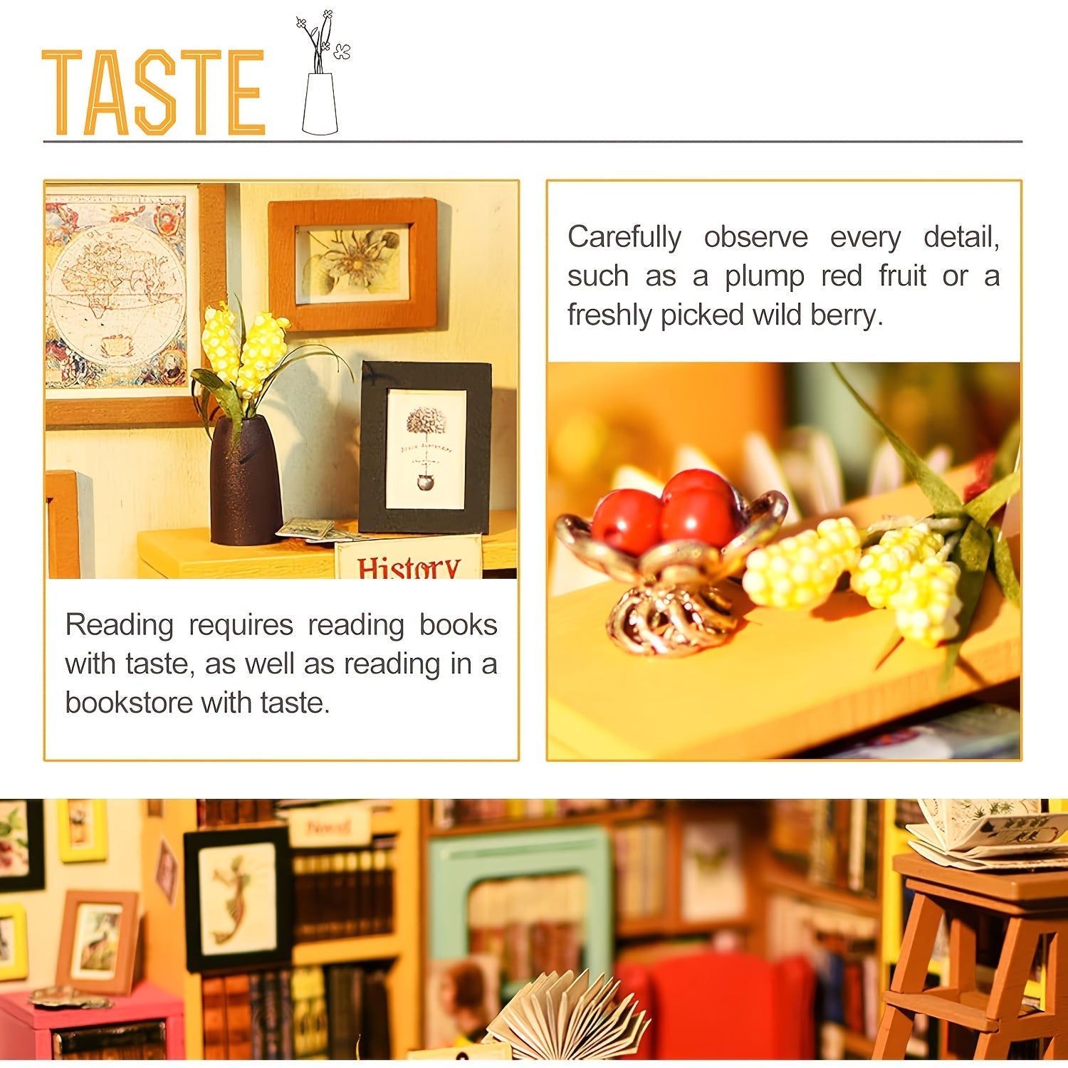 Kit di Casa in Miniatura Fai-da-Te – Studio di Sam con Librerie e Mobili Dettagliati