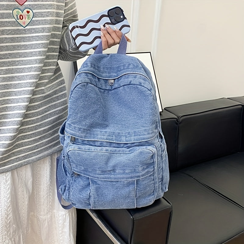 Zaino Casual in Denim – Borsa da Viaggio Trendy e Versatile per Uomini e Donne