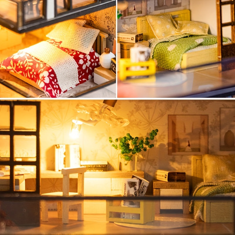 Kit di Puzzle 3D Villa in Miniatura – Modello Fai-da-Te con Illuminazione LED e Interni Dettagliati